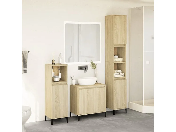 Ensemble de meubles de salle de bain 3 pcs chêne sonoma