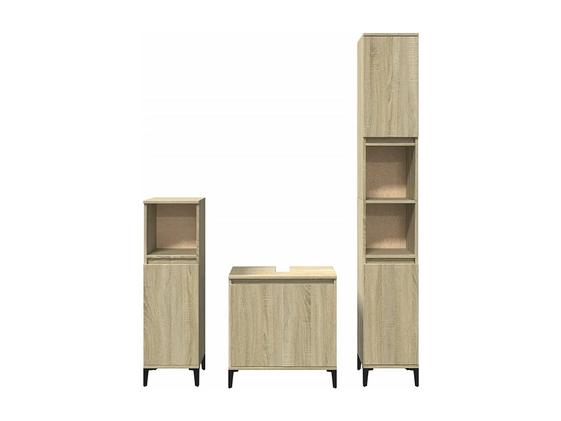 Ensemble de meubles de salle de bain 3 pcs chêne sonoma
