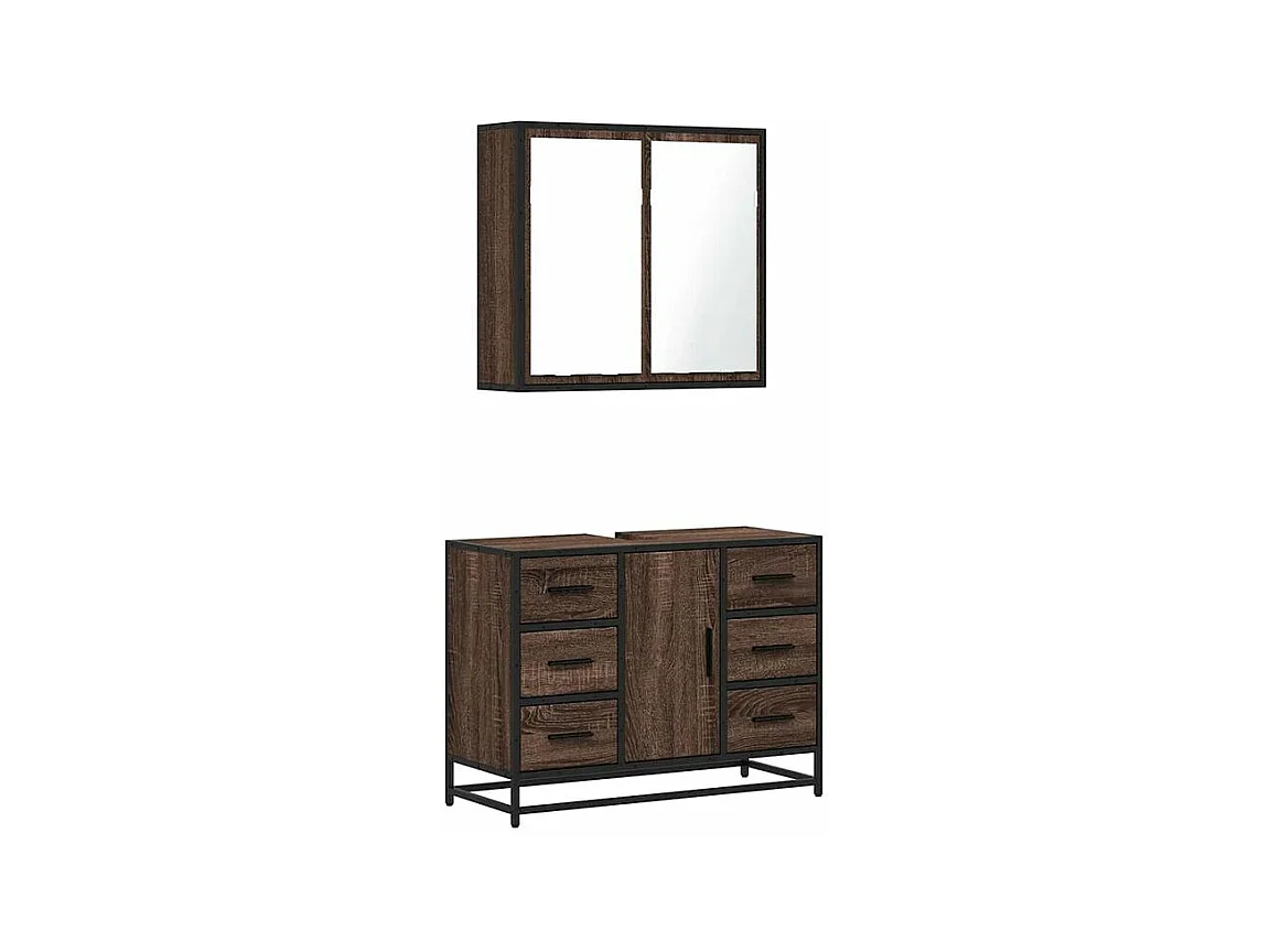 Ensemble de meubles de salle de bain 2 pcs Chêne marron