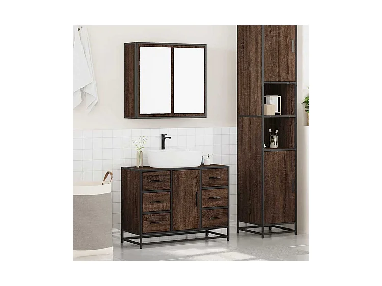 Ensemble de meubles de salle de bain 2 pcs Chêne marron