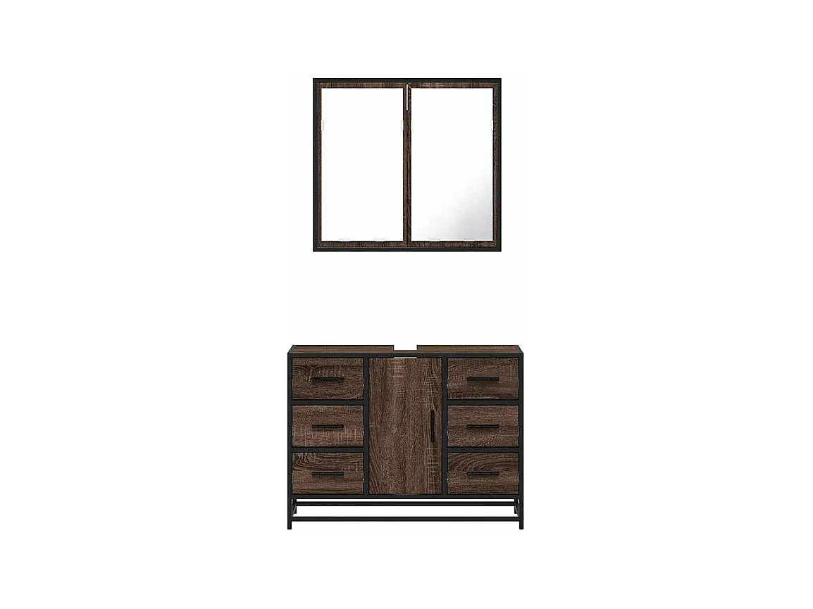 Ensemble de meubles de salle de bain 2 pcs Chêne marron