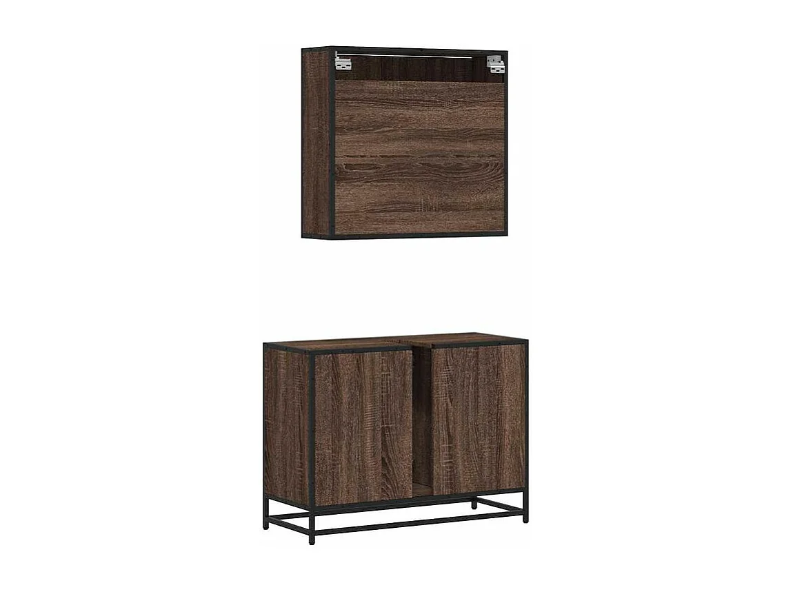 Ensemble de meubles de salle de bain 2 pcs Chêne marron
