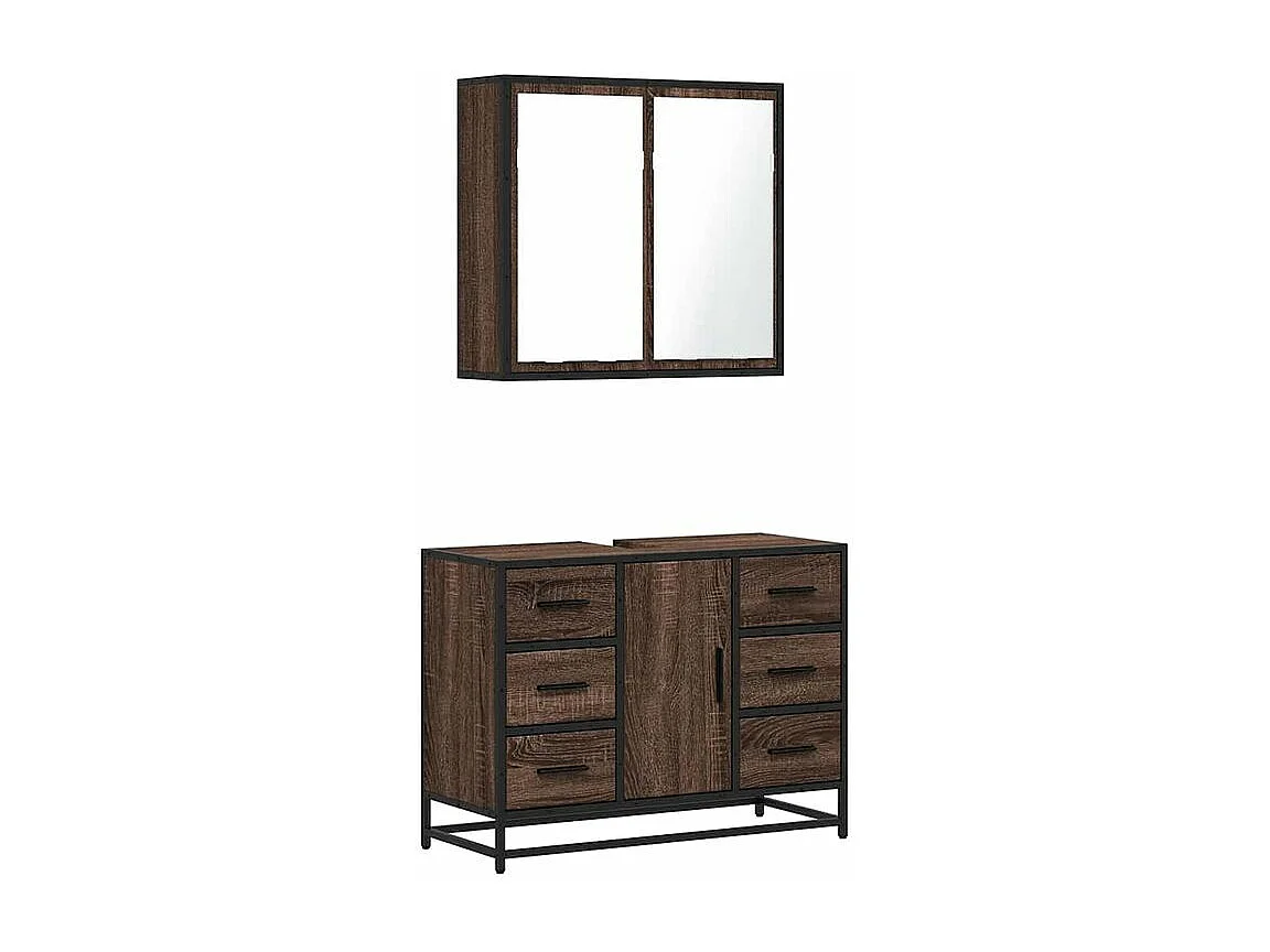Ensemble de meubles de salle de bain 2 pcs Chêne marron