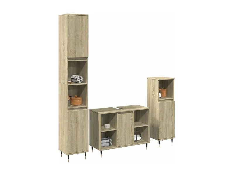 Ensemble de meubles de salle de bain 3 pcs chêne sonoma