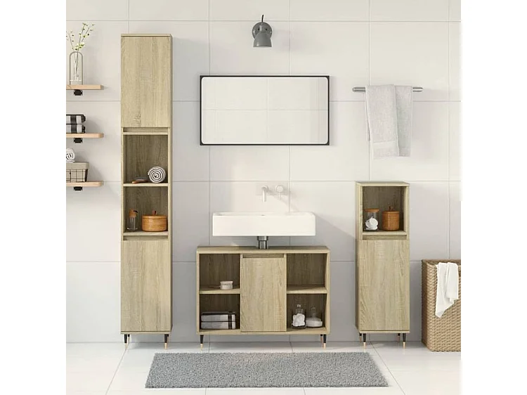 Ensemble de meubles de salle de bain 3 pcs chêne sonoma