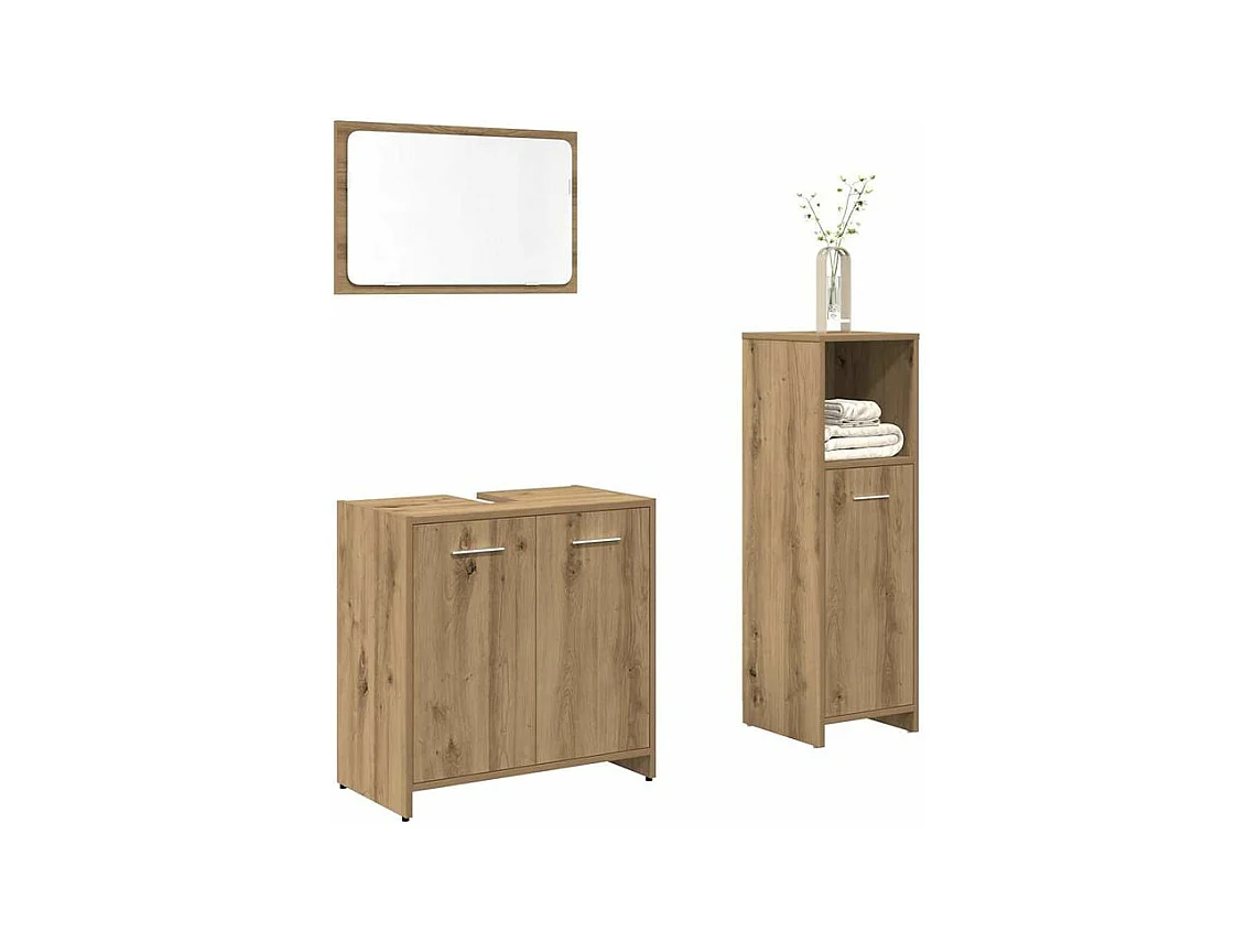 Ensemble de meubles salle de bain 3 pcs bois d'ingénierie