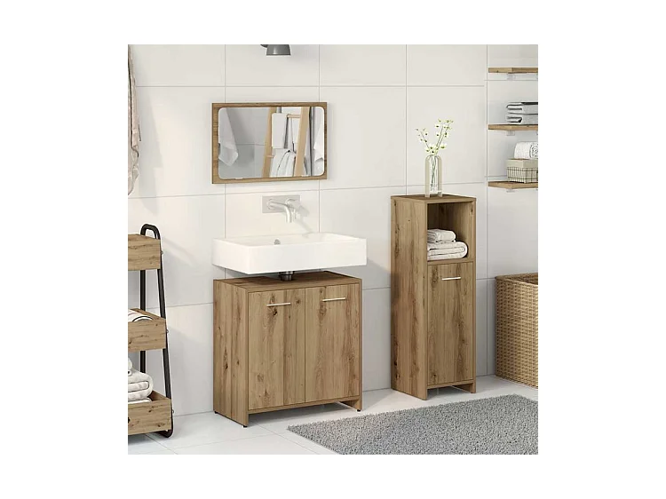 Ensemble de meubles salle de bain 3 pcs bois d'ingénierie