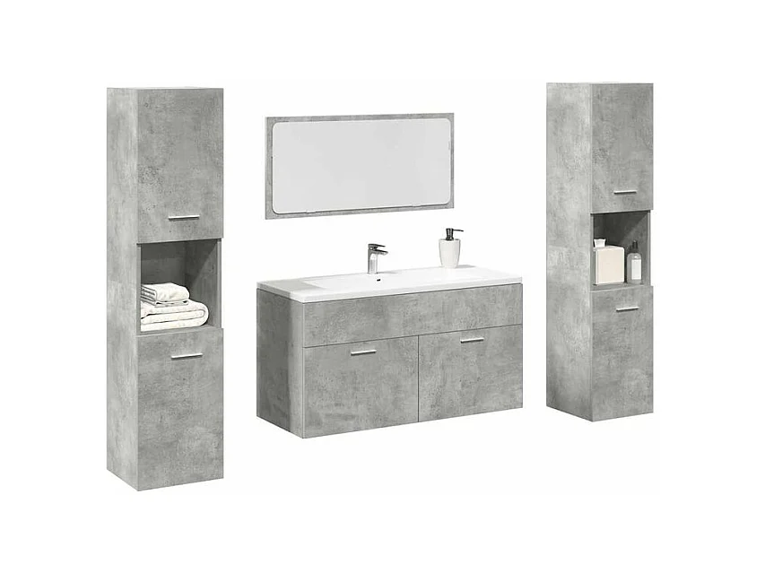 Ensemble de meubles de salle de bain 4 pcs gris béton