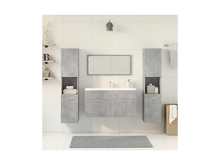 Ensemble de meubles de salle de bain 4 pcs gris béton