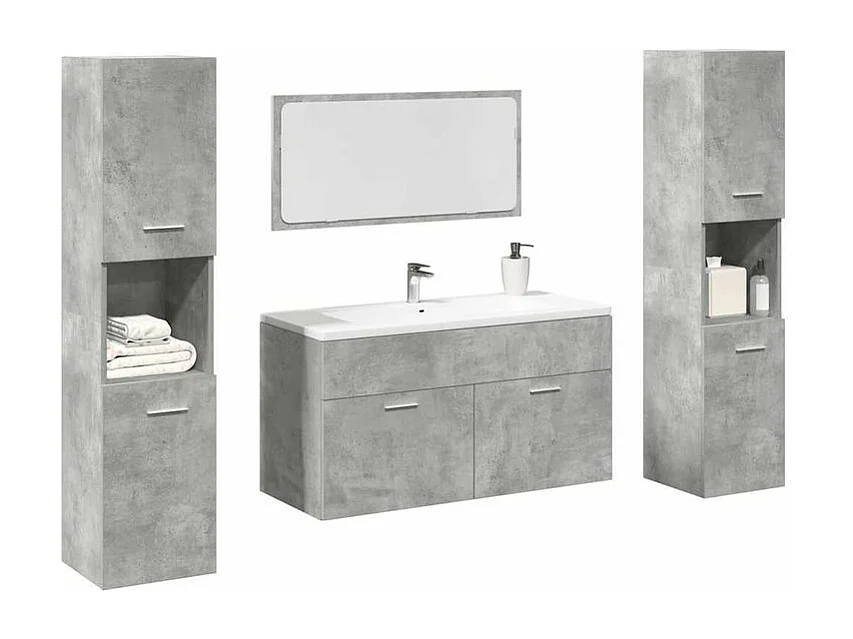 Ensemble de meubles de salle de bain 4 pcs gris béton