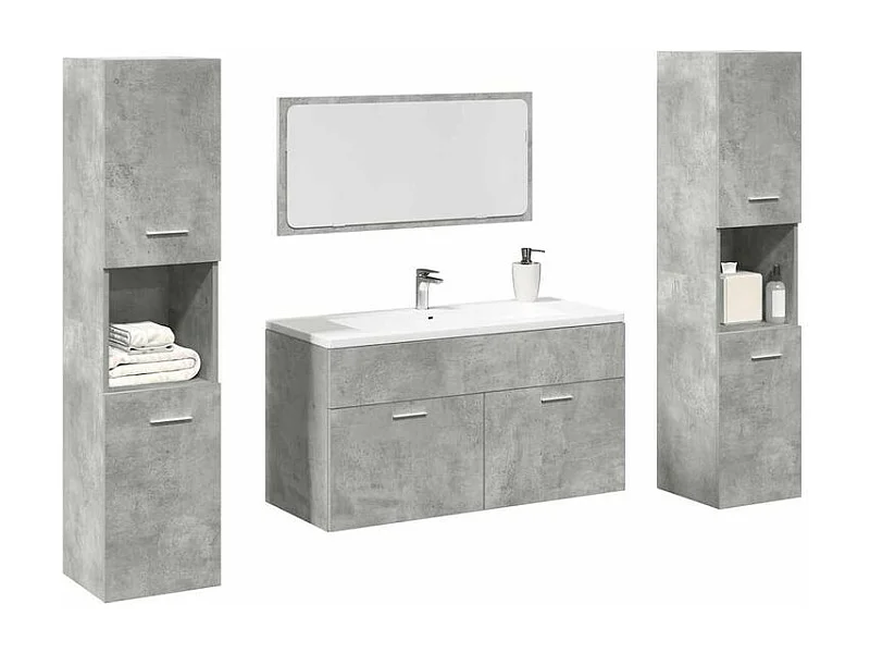 Ensemble de meubles de salle de bain 4 pcs gris béton