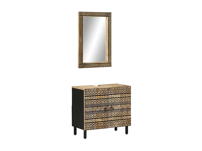 Ensemble de meubles salle de bain 2 pcs bois de manguier massif