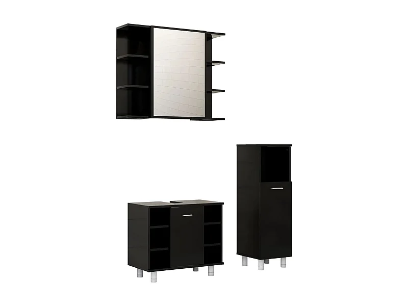 Ensemble de meubles de salle de bain 3 pcs Noir 3