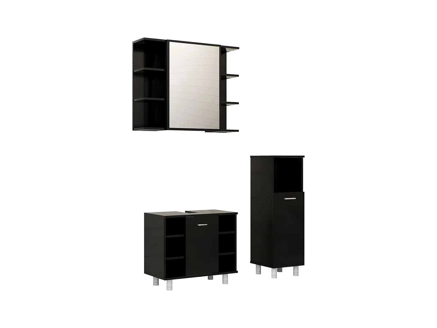 Ensemble de meubles de salle de bain 3 pcs Noir 3