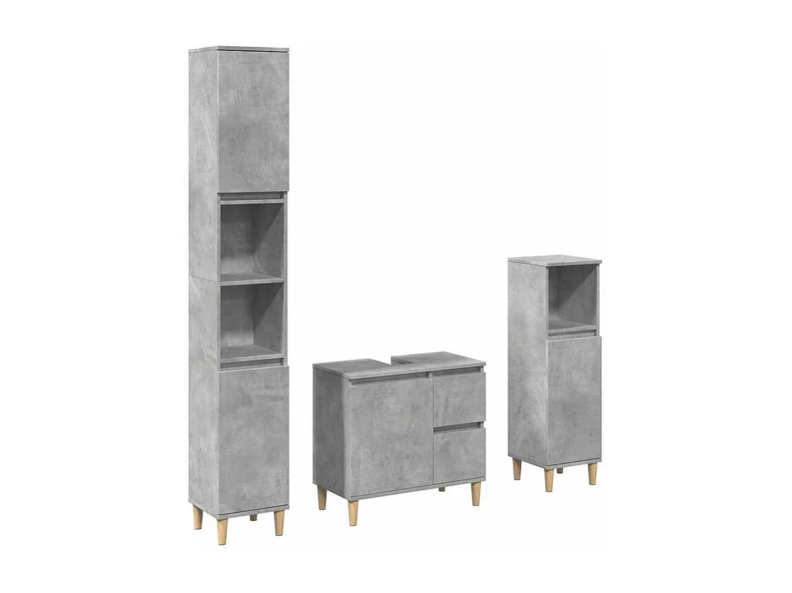 Ensemble de meubles de salle de bain 3 pcs gris béton