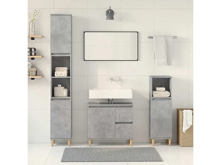 Ensemble de meubles de salle de bain 3 pcs gris béton