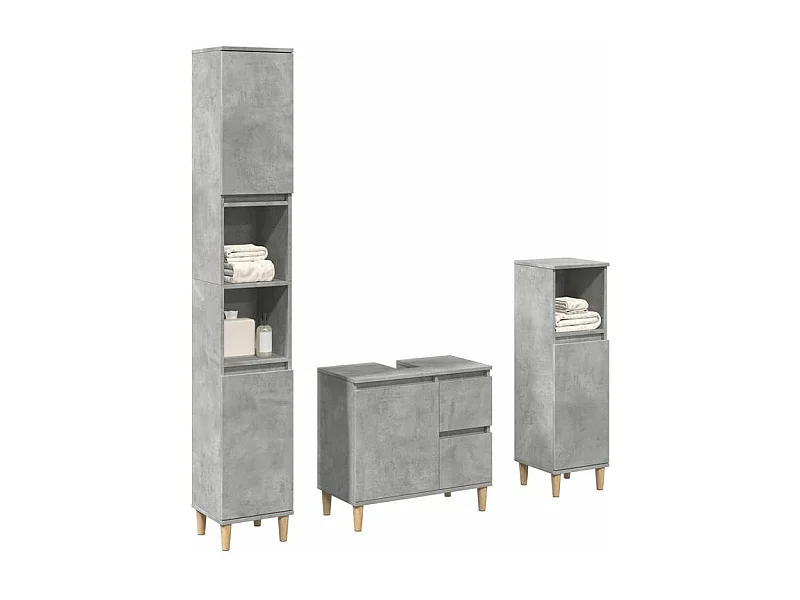 Ensemble de meubles de salle de bain 3 pcs gris béton