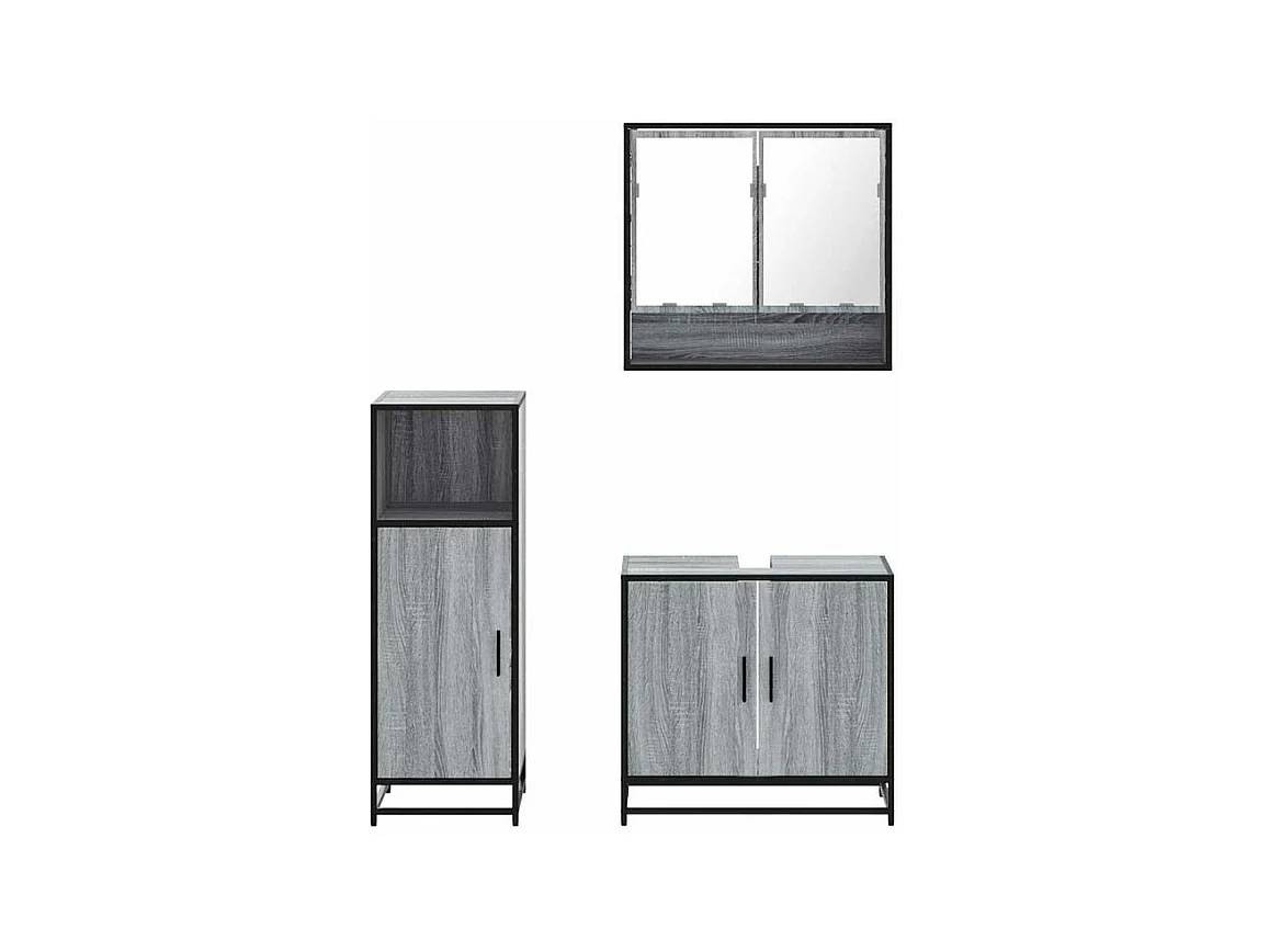 Ensemble de meubles de salle de bain 3 pcs Sonoma gris