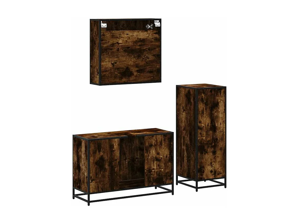 Ensemble de meubles de salle de bain 3 pcs Chêne fumé