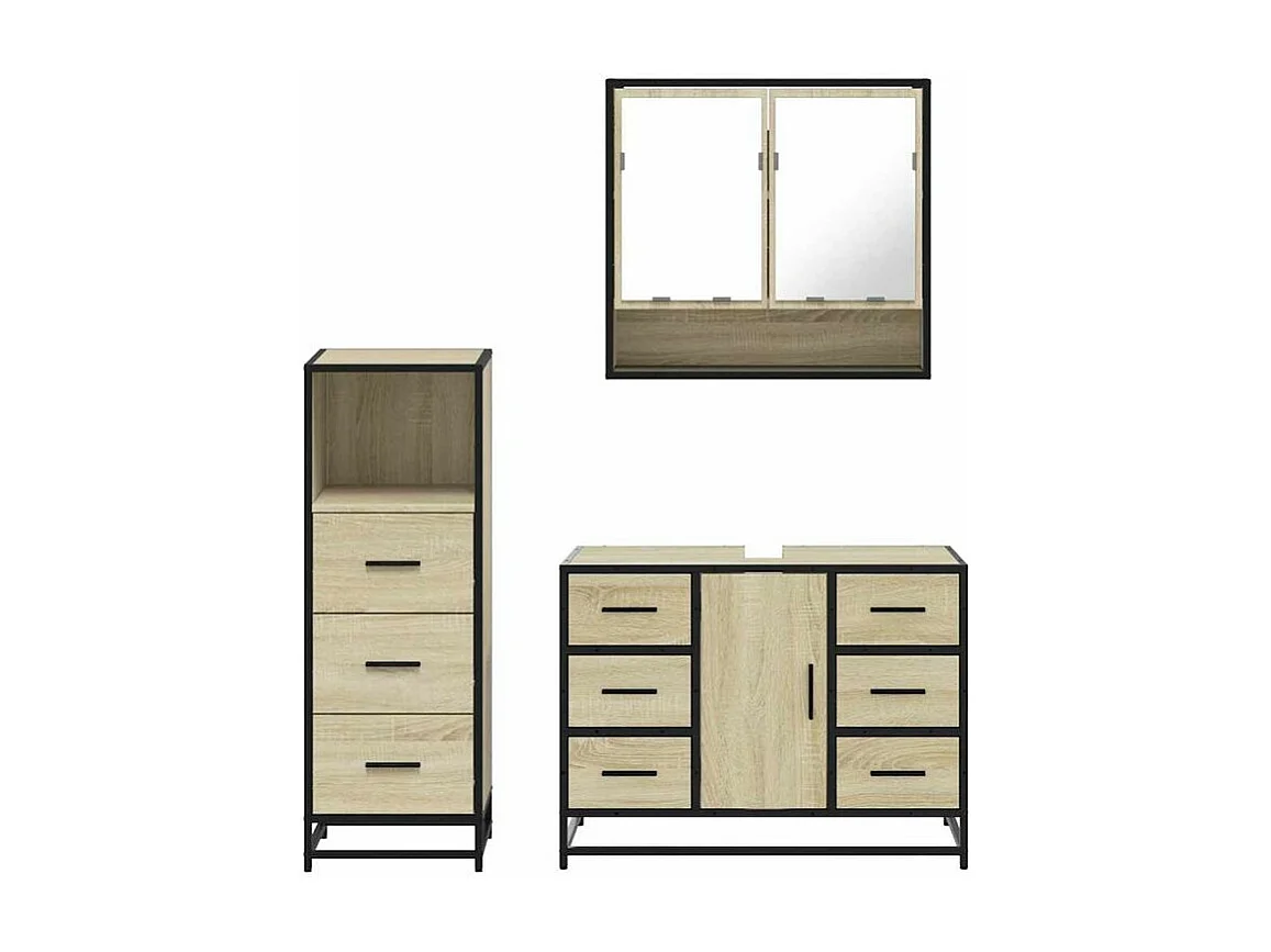 Ensemble de meubles de salle de bain 3 pcs chêne sonoma