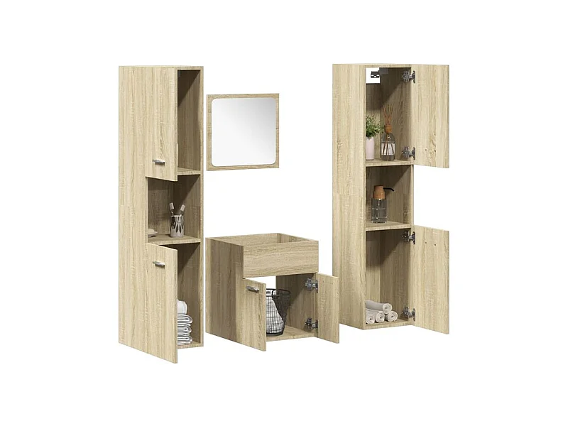 Ensemble de meubles de salle de bain 4 pcs chêne sonoma