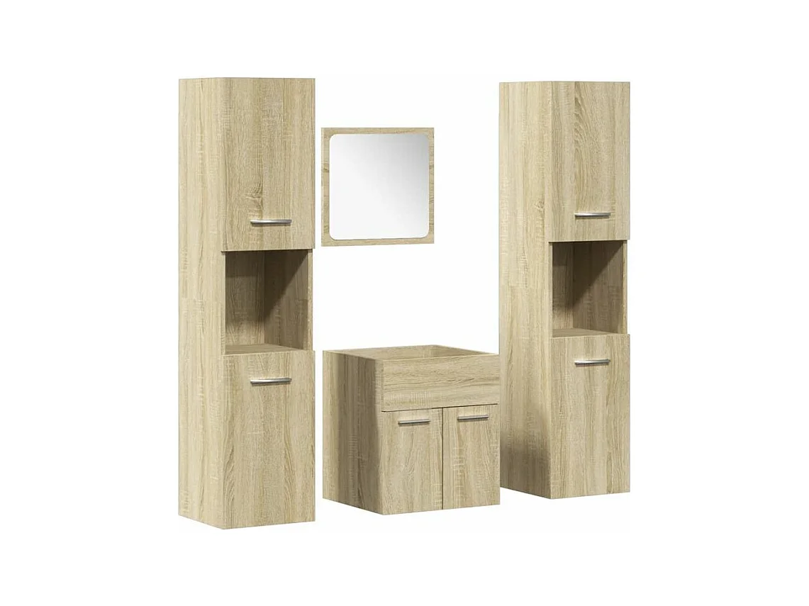 Ensemble de meubles de salle de bain 4 pcs chêne sonoma