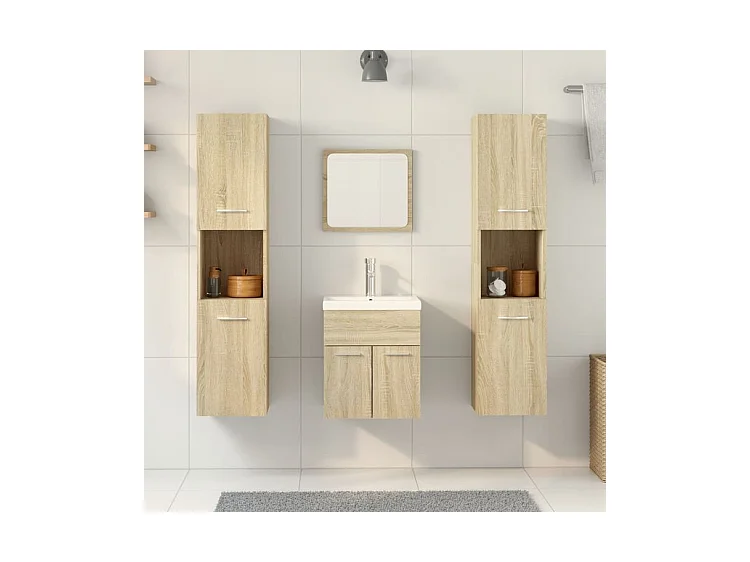 Ensemble de meubles de salle de bain 4 pcs chêne sonoma