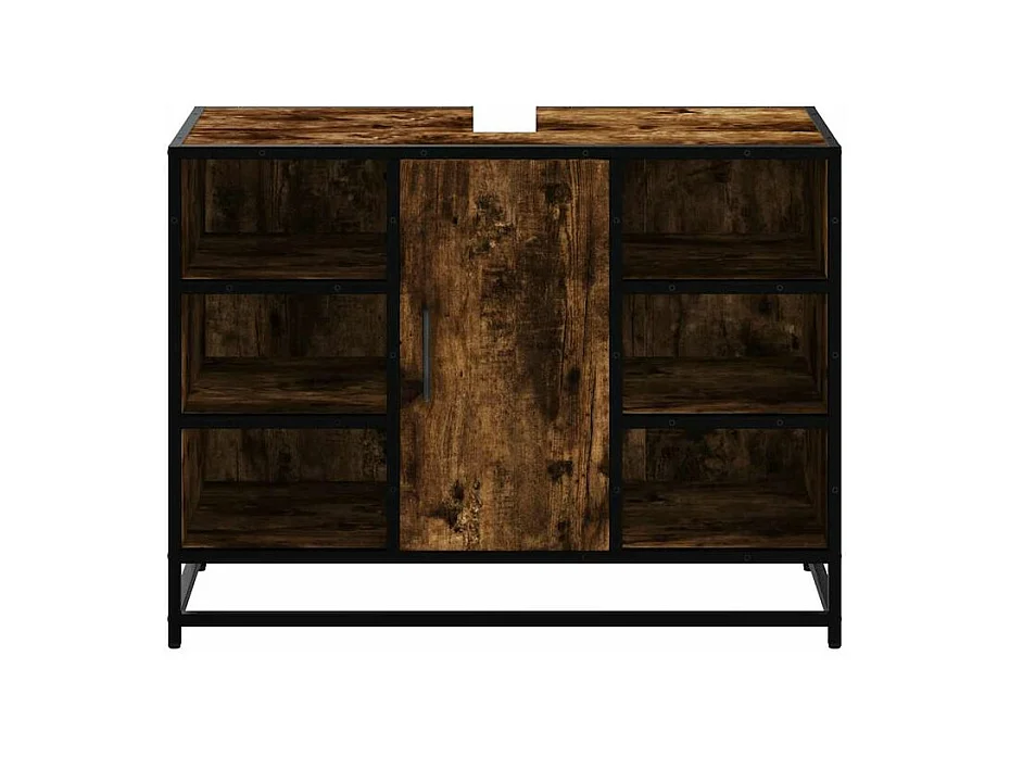 Armoire lavabo de salle de bain chêne fumé bois d'ingénierie