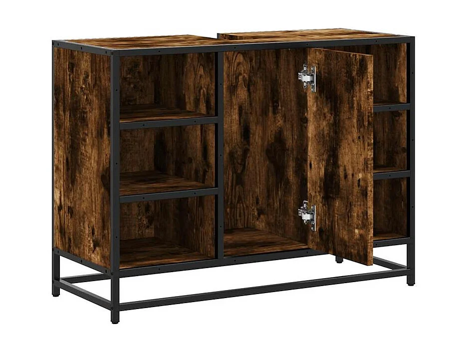 Armoire lavabo de salle de bain chêne fumé bois d'ingénierie