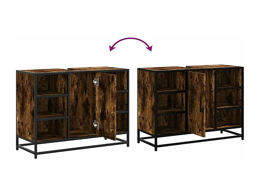 Armoire lavabo de salle de bain chêne fumé bois d'ingénierie