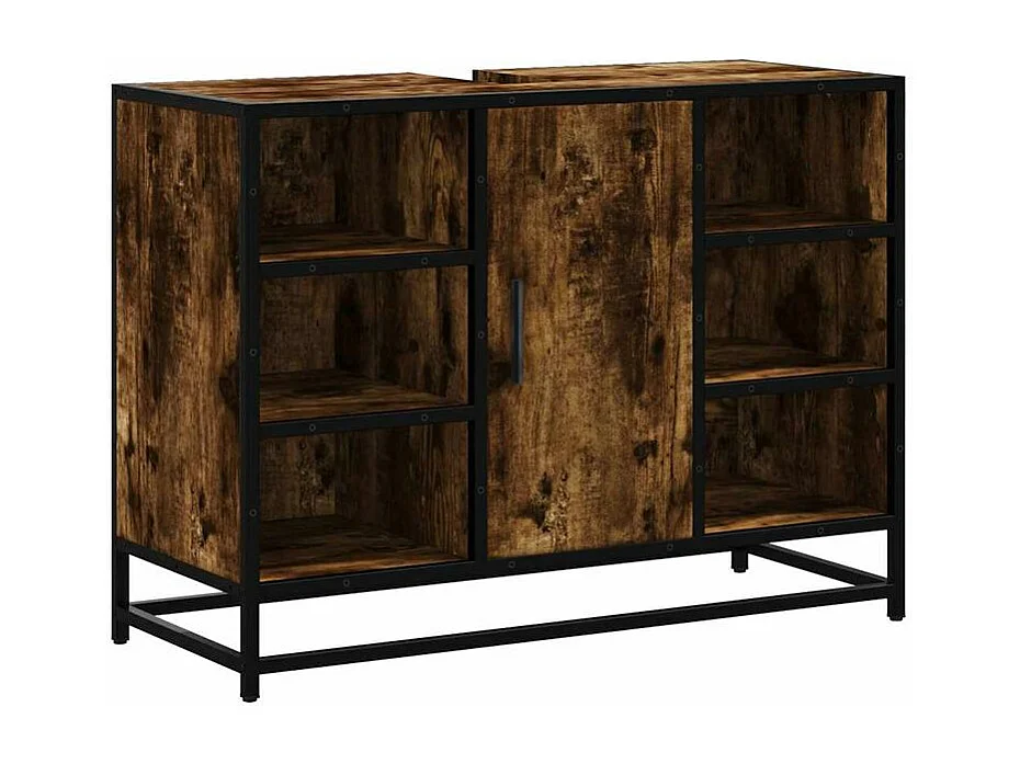 Armoire lavabo de salle de bain chêne fumé bois d'ingénierie