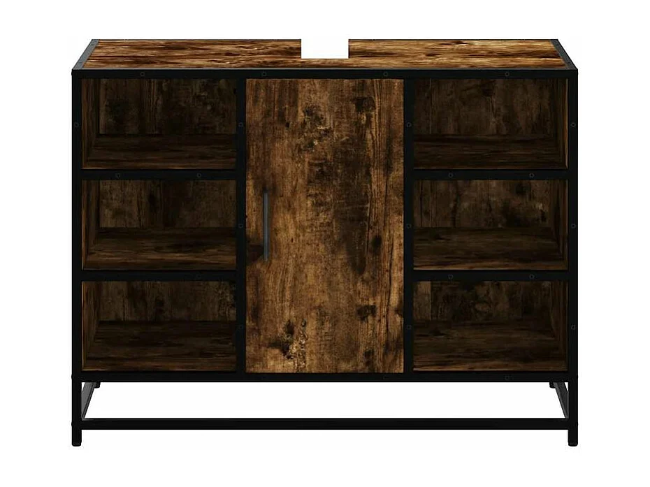 Armoire lavabo de salle de bain chêne fumé bois d'ingénierie