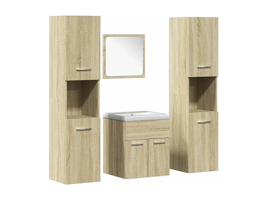 Ensemble de meubles de salle de bain 5 pcs chêne sonoma