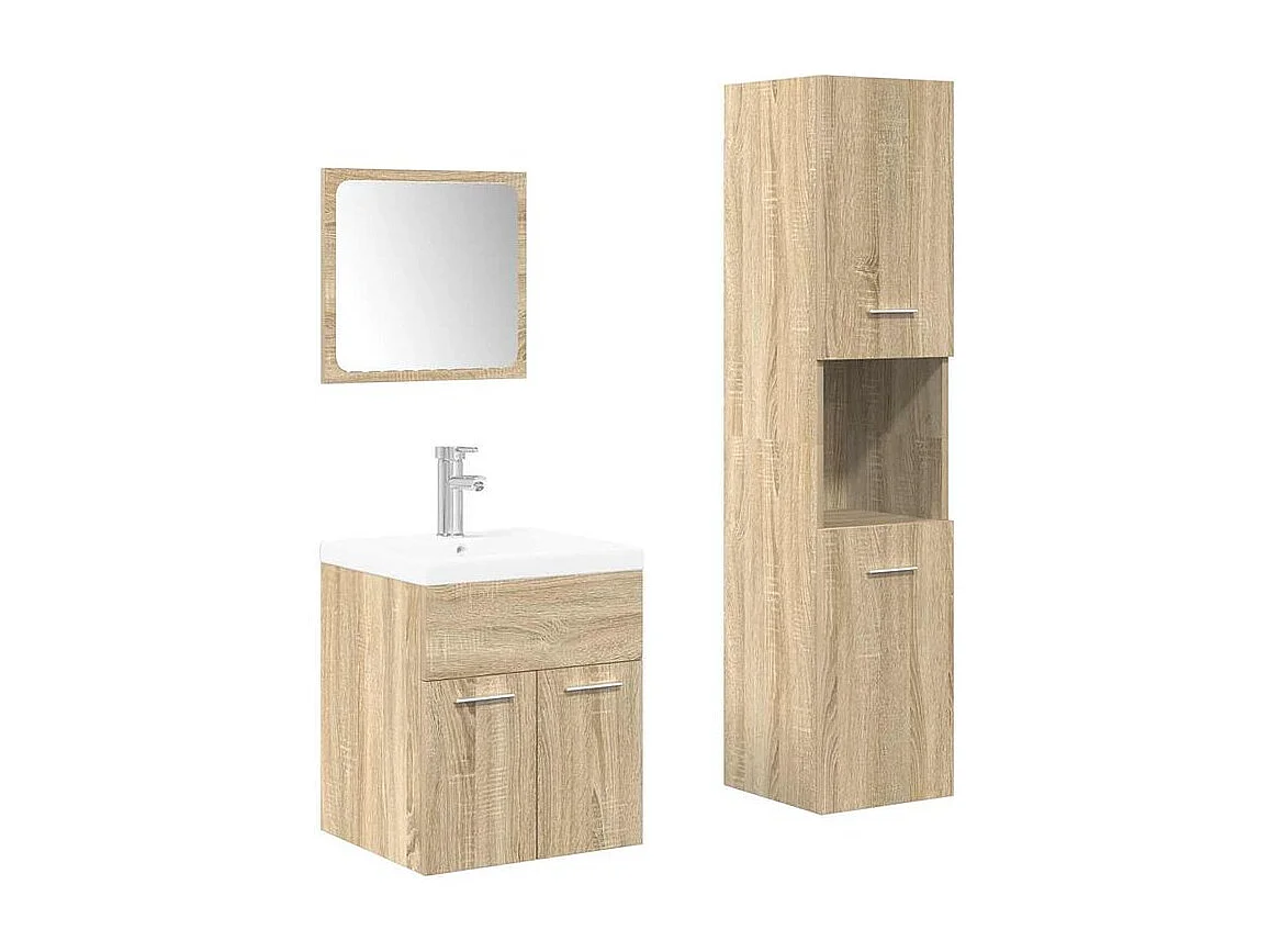 Ensemble de meubles de salle de bain 4 pcs chêne sonoma