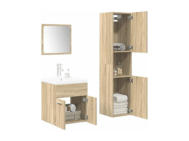 Ensemble de meubles de salle de bain 4 pcs chêne sonoma