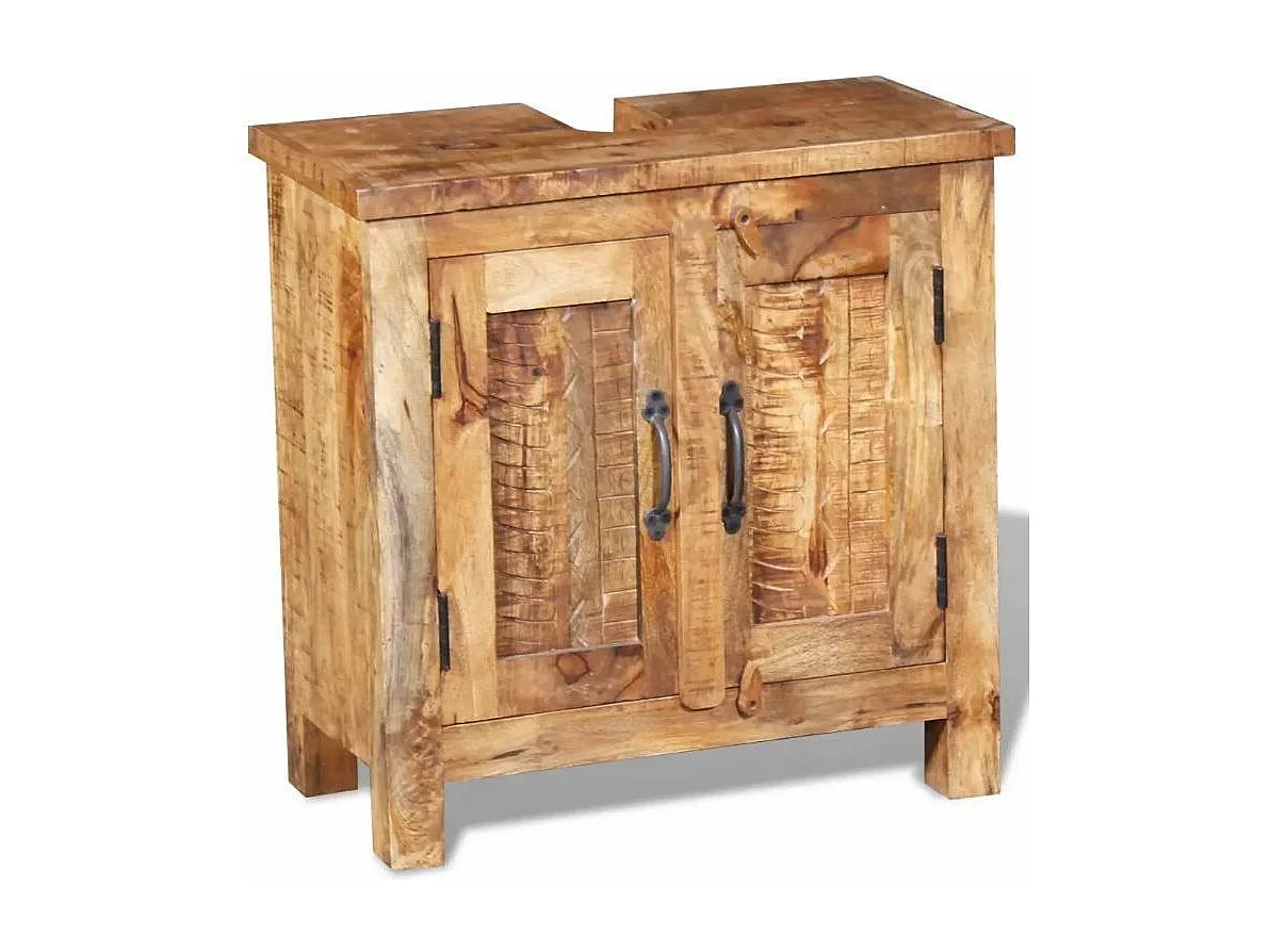 Meuble de salle de bain 4 pièces manguier massif clair Sempra