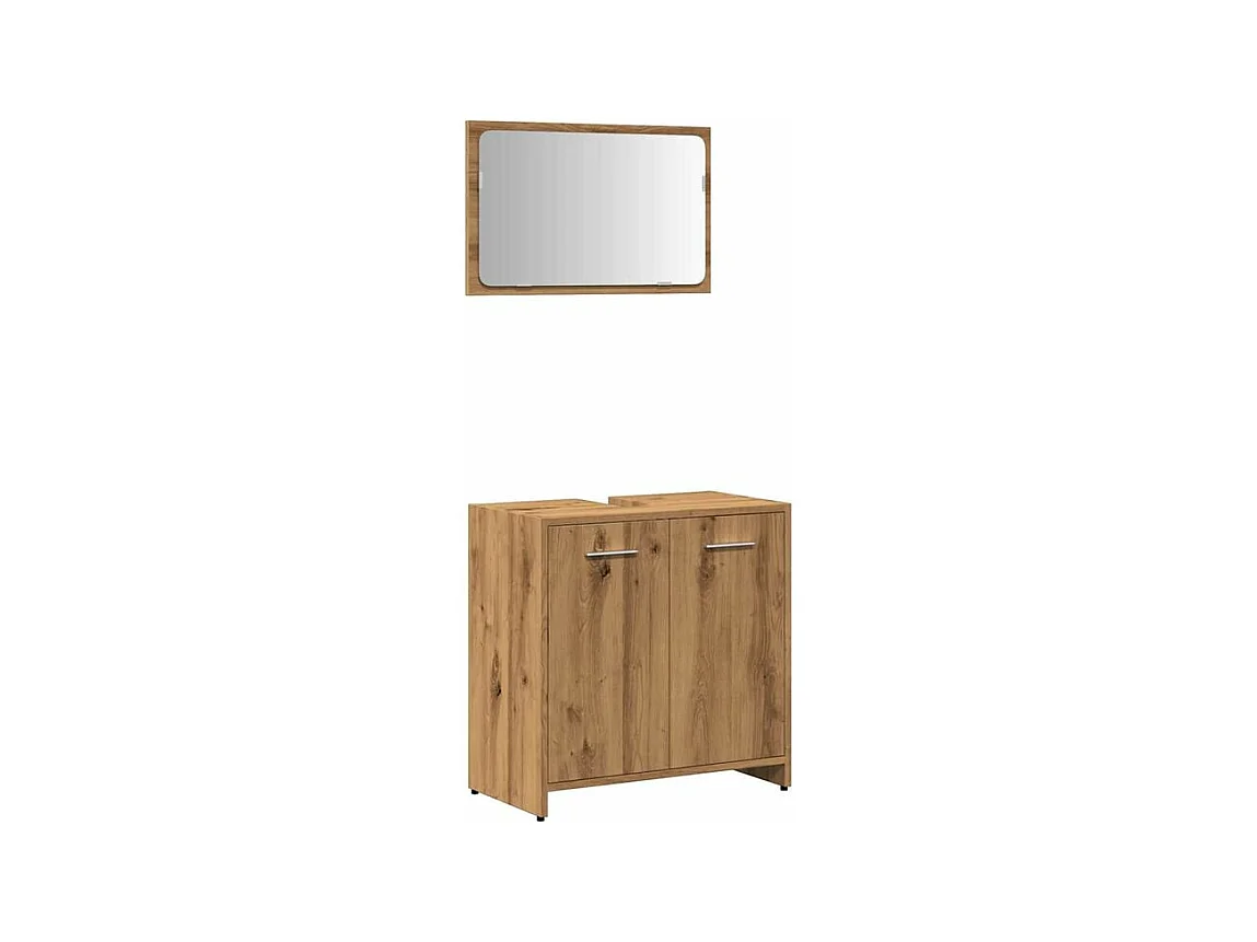 Armoire de salle de bain avec miroir chêne artisanal