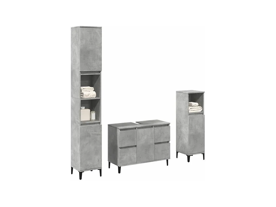 Ensemble de meubles de salle de bain 3 pcs gris béton