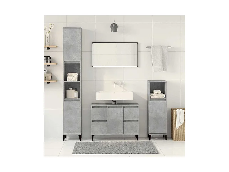 Ensemble de meubles de salle de bain 3 pcs gris béton