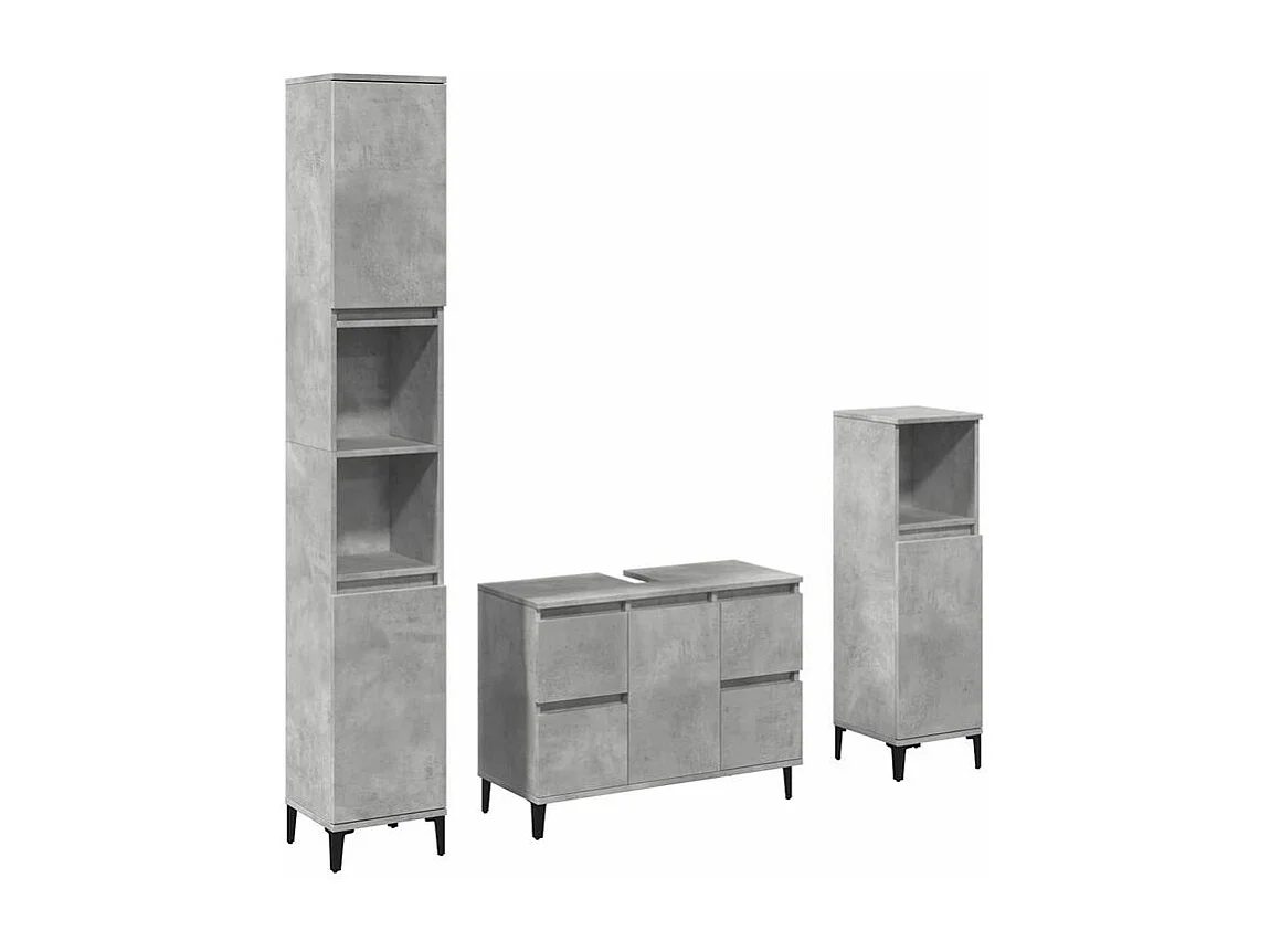 Ensemble de meubles de salle de bain 3 pcs gris béton