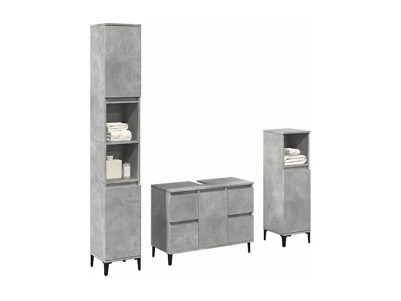 Ensemble de meubles de salle de bain 3 pcs gris béton