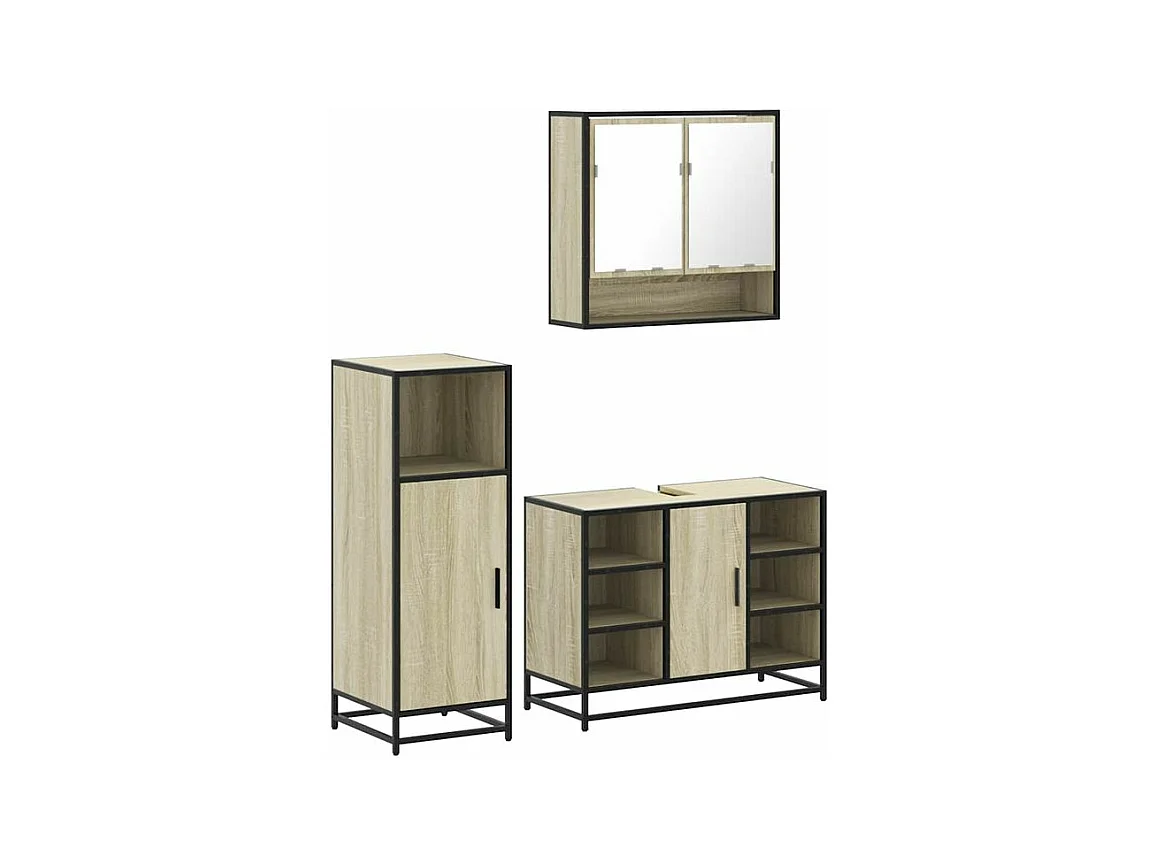 Ensemble de meubles de salle de bain 3 pcs chêne sonoma