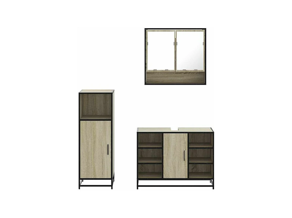 Ensemble de meubles de salle de bain 3 pcs chêne sonoma