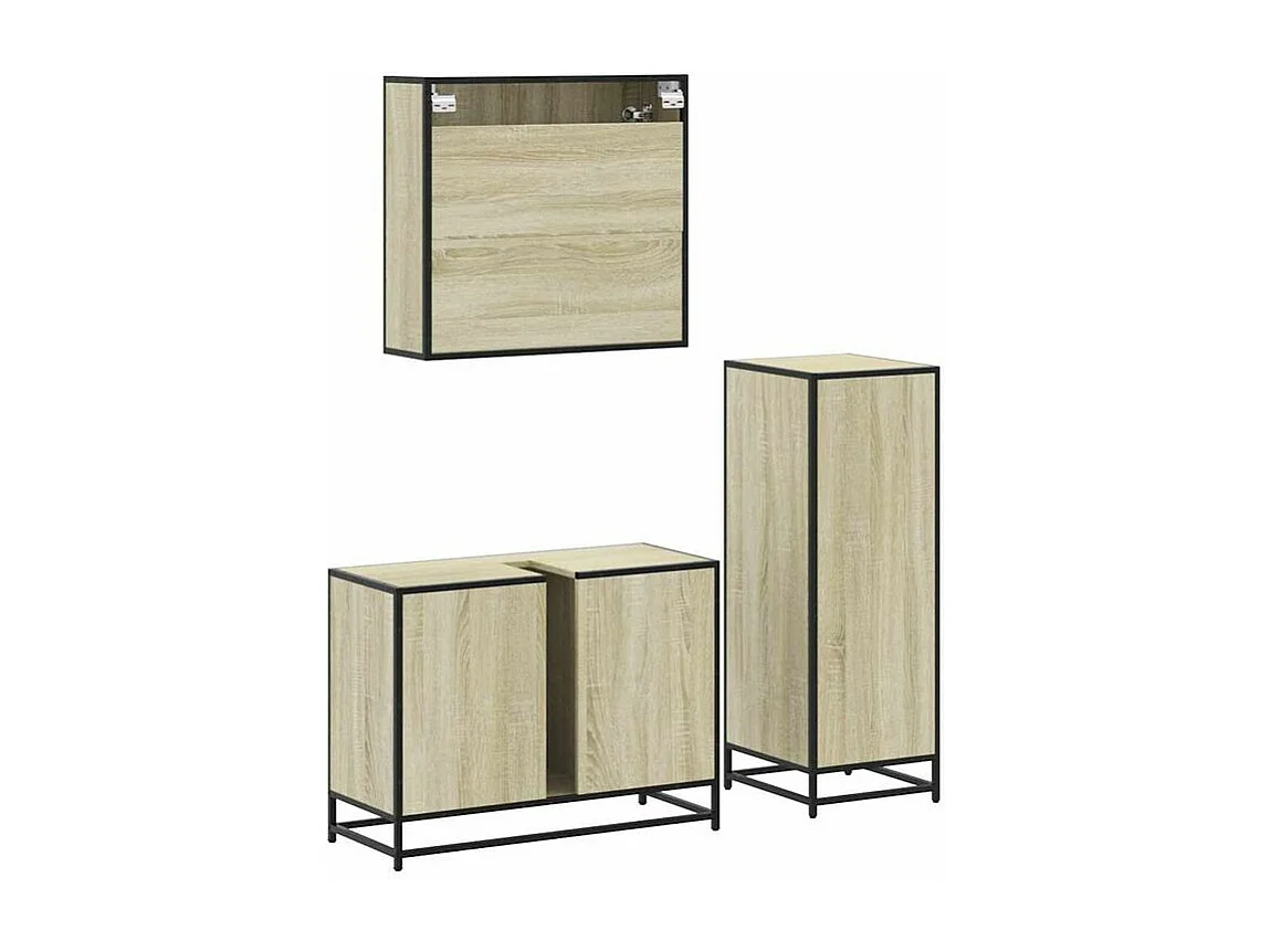 Ensemble de meubles de salle de bain 3 pcs chêne sonoma