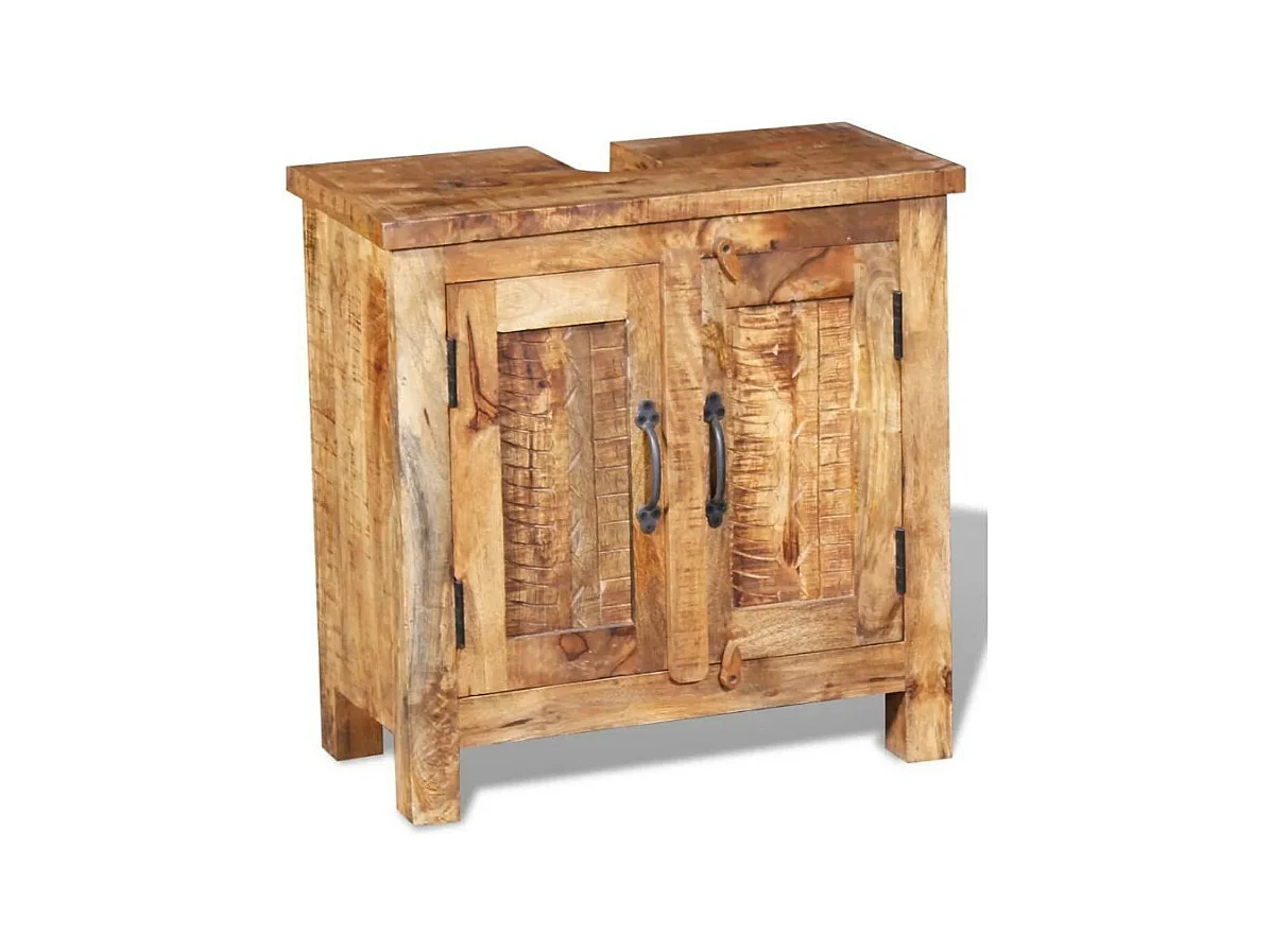 Meuble de salle de bain 2 pièces manguier massif clair Sempra