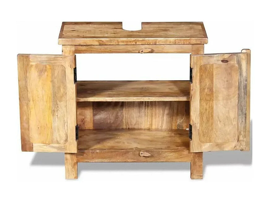 Meuble de salle de bain 2 pièces manguier massif clair Sempra