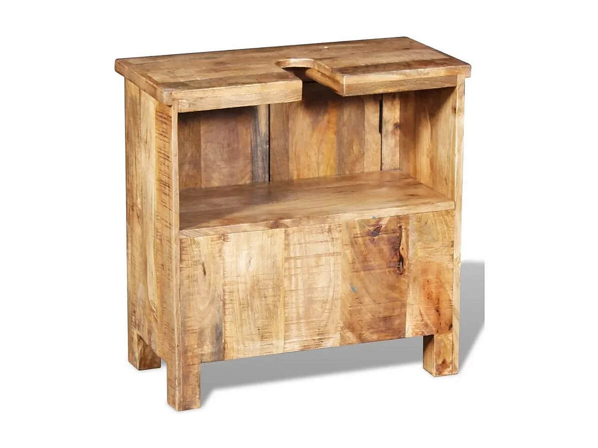 Meuble de salle de bain 2 pièces manguier massif clair Sempra