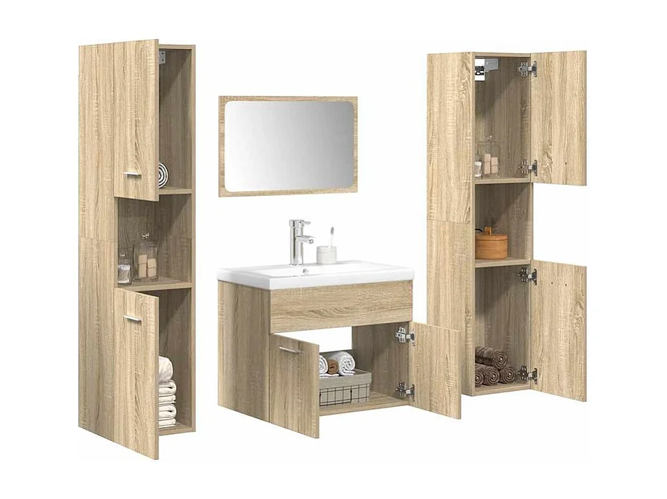 Ensemble de meubles de salle de bain 5 pcs chêne sonoma