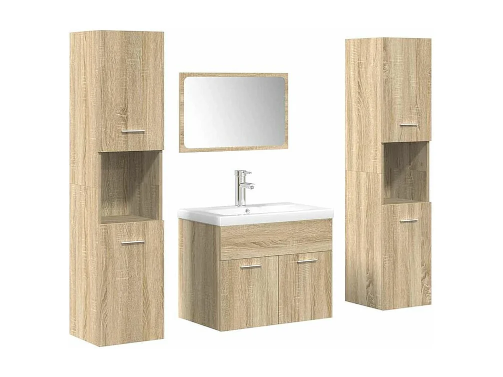 Ensemble de meubles de salle de bain 5 pcs chêne sonoma