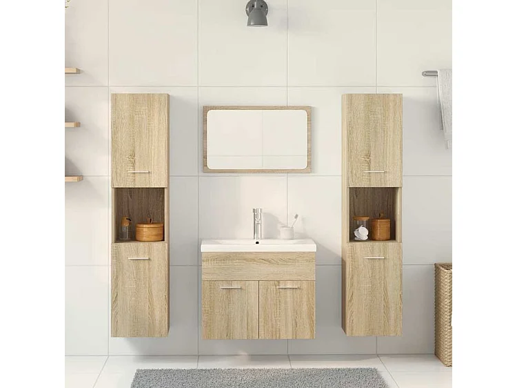 Ensemble de meubles de salle de bain 5 pcs chêne sonoma